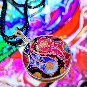 Yin&Yang pendant.  Cloisonne enamel, handmade, unique, sterling silver 925