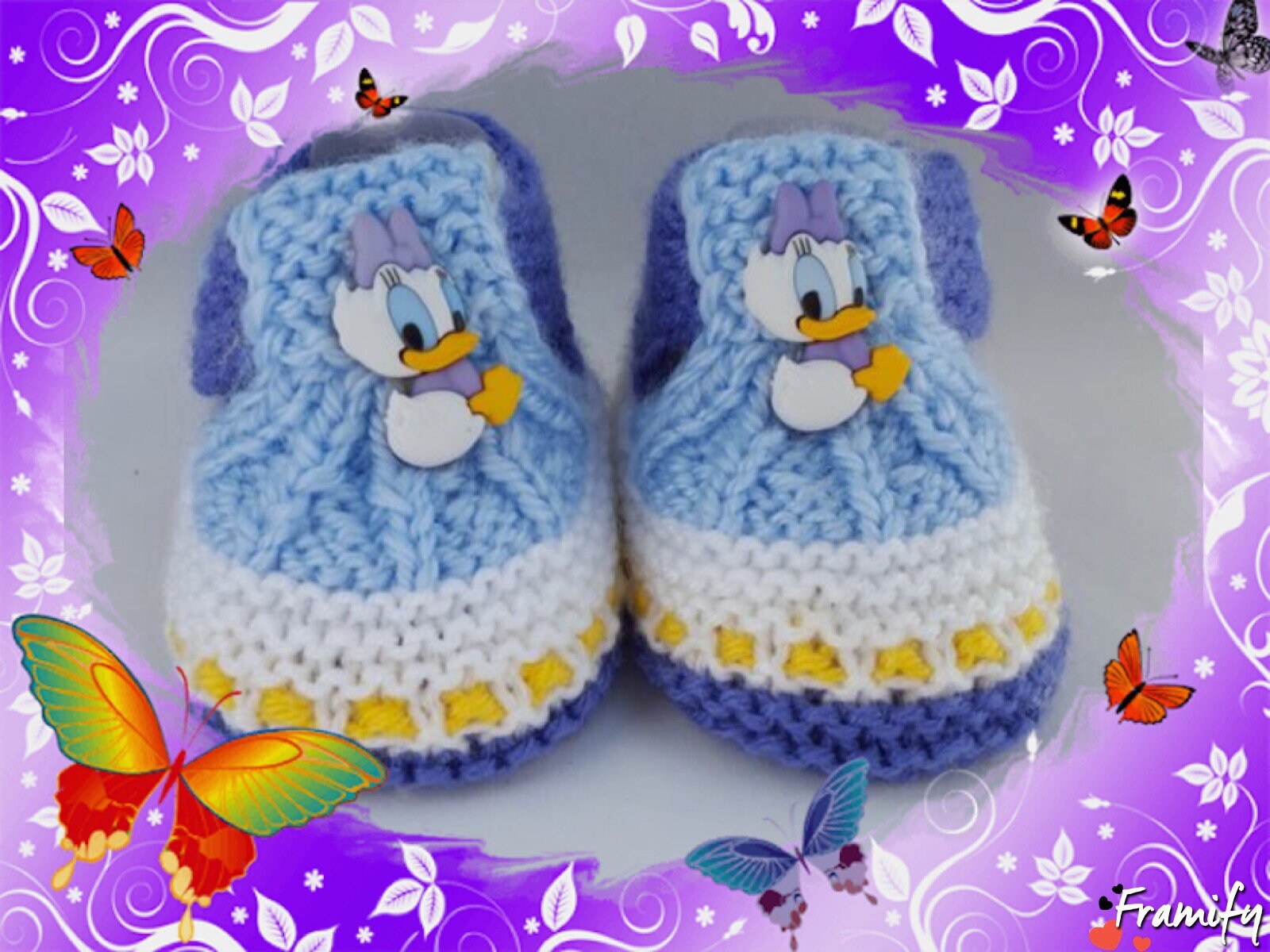Donald Duck baby booties Daisy baby shoes knit baby socks