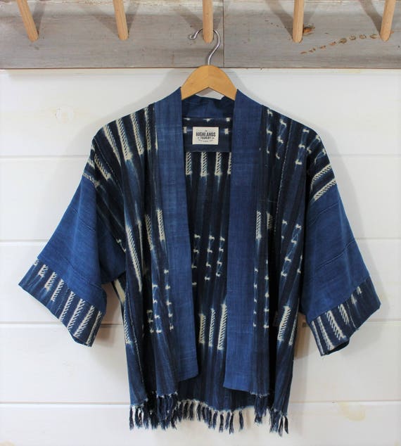 Indigo Shibori Mud Cloth Kimono | Etsy