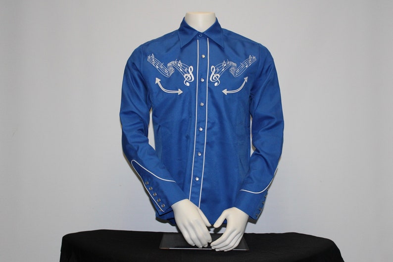 Western Cowboy Rockabilly Rodeo Vintage Style Mens Nashville Embroidered Shirt by H Bar C HBarC