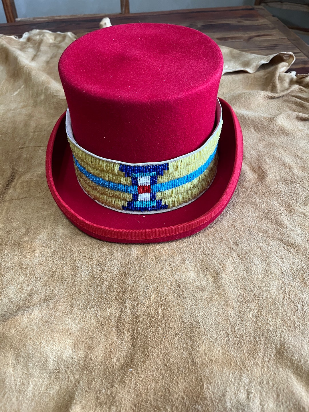 Beaded Hatband on Stove Top Hat Etsy