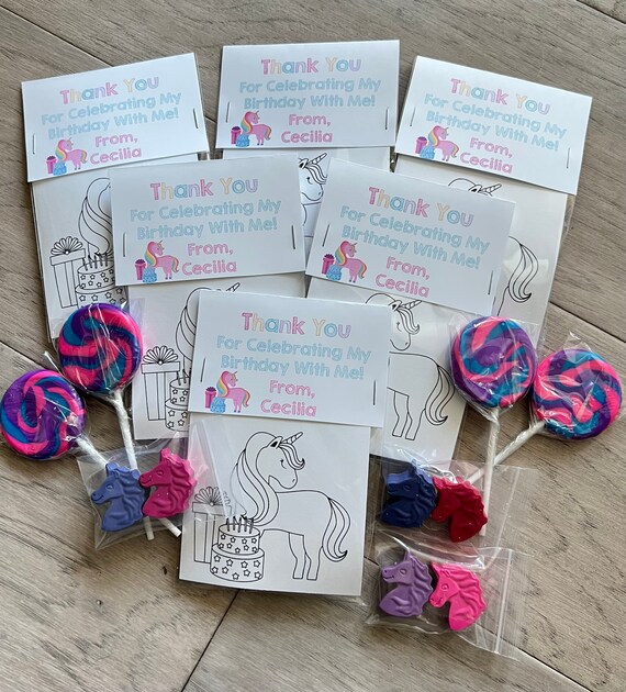 Unicorn Magical Birthday Party Favor with Unicorn Shaped Crayons from CrayonsRecycled