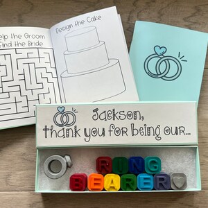 Wedding Reception Gift for Ring Bearer or Ring Security Thank You Crayons Gift with Mini coloring book from CrayonsRecycled image 6