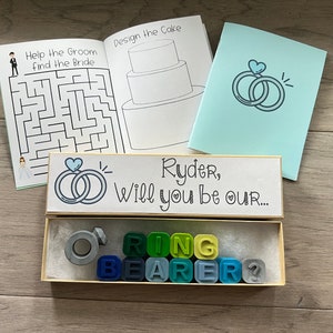 Ring Bearer Proposal Gift or Ring Security Proposal Gift Wedding Crayons from CrayonsRecycled with Wedding Coloring Book