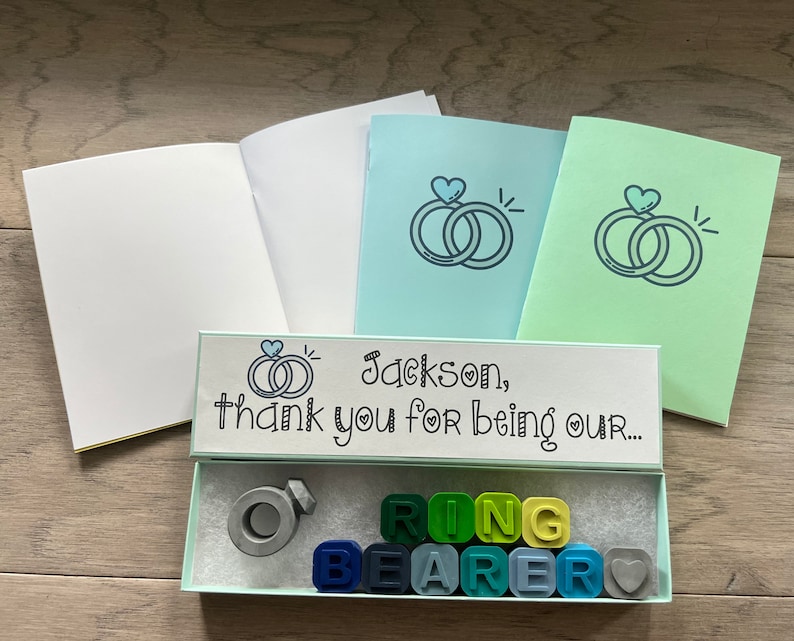 Ring Bearer Thank You Gift or Ring Security Thank You Gift Wedding Crayons from CrayonsRecycled Blue/Grn Blank NB