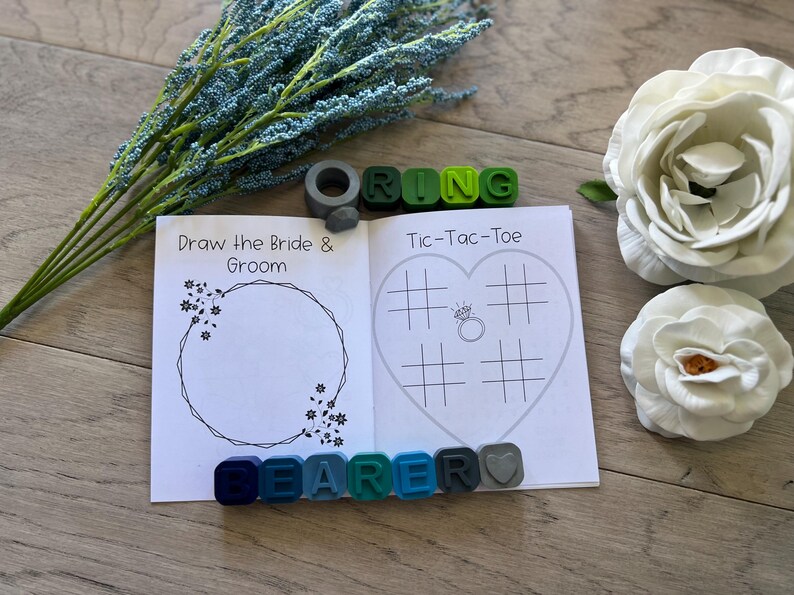 Wedding Reception Gift for Ring Bearer or Ring Security Thank You Crayons Gift with Mini coloring book from CrayonsRecycled image 3