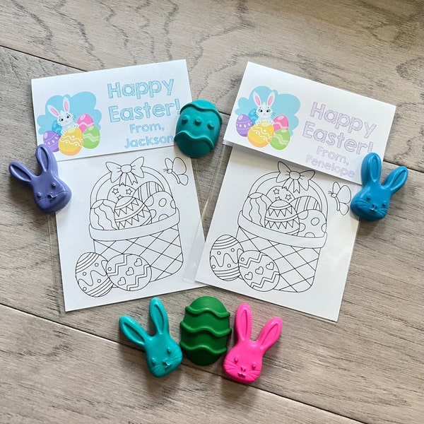 Easter Crayons Custom Cards for Classroom or Preschool Exchange, or Gift from Teacher with Egg Shaped Crayons from CrayonsRecycled