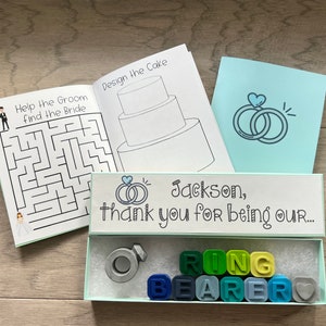 Ring Bearer Thank You Gift or Ring Security Thank You Gift Wedding Crayons from CrayonsRecycled Blu/Grn Activity NB