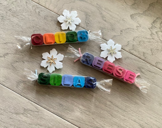 Mini Sized Name Crayons for Stocking Stuffer, Christmas Gift, Letter Crayons, Customized Crayon, Crayon Party Favor
