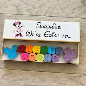 DisneyWorld or DisneyLand Surprise Gift with Minnie and Mickey Mouse Shaped Crayon from CrayonsRecycled, Disney Reveal Box
