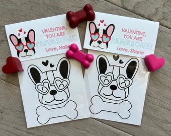 Valentine’s Day Puppy Dog Card with Bone and Heart Crayon for Classroom Exchange Kid's Gift from Teacher by CrayonsRecycled