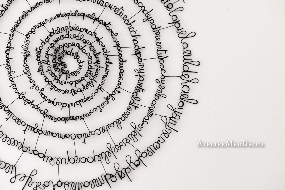 Wire Poem Iron Wire Writing Wall Decor Circular Poetry. Etsy