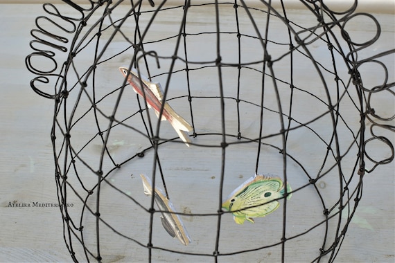 Like a Fish in a Birdcage N. 2 Wire Sculpture in Black Iron Wire and  Colored Cardboard. -  Canada
