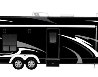 Vintage Shasta Trailer Large Black Camper RV Sticker Decal - 15 X 6.5 Inches - USA Made