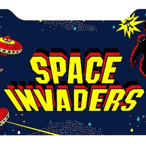 Space Invaders Arcade 1up Cabinet Riser Graphic Decal Sticker
