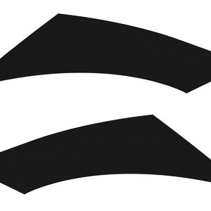 May include: Two black curved lines, one above the other, forming a stylized letter S.