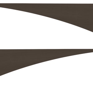 May include: Two dark brown, curved wooden shelf brackets. The brackets have a triangular shape with a curved top edge. The background is plain white.