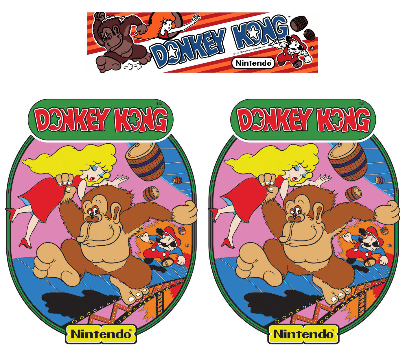 Donkey Kong Nintendo Arcade Cabinet Graphics Side Art for Reproduction With  Marquee 