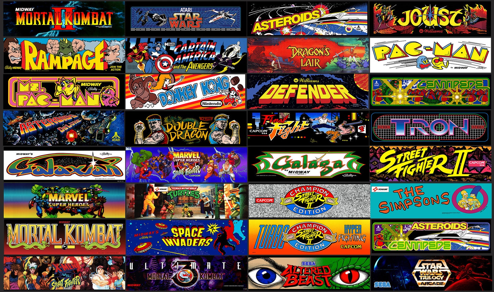 Arcade 1up Marquees For Reproduction Backlit Translite Signs Etsy