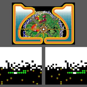 Centipede Arcade 1up Cabinet Riser Front Sides Graphics Decals Stickers