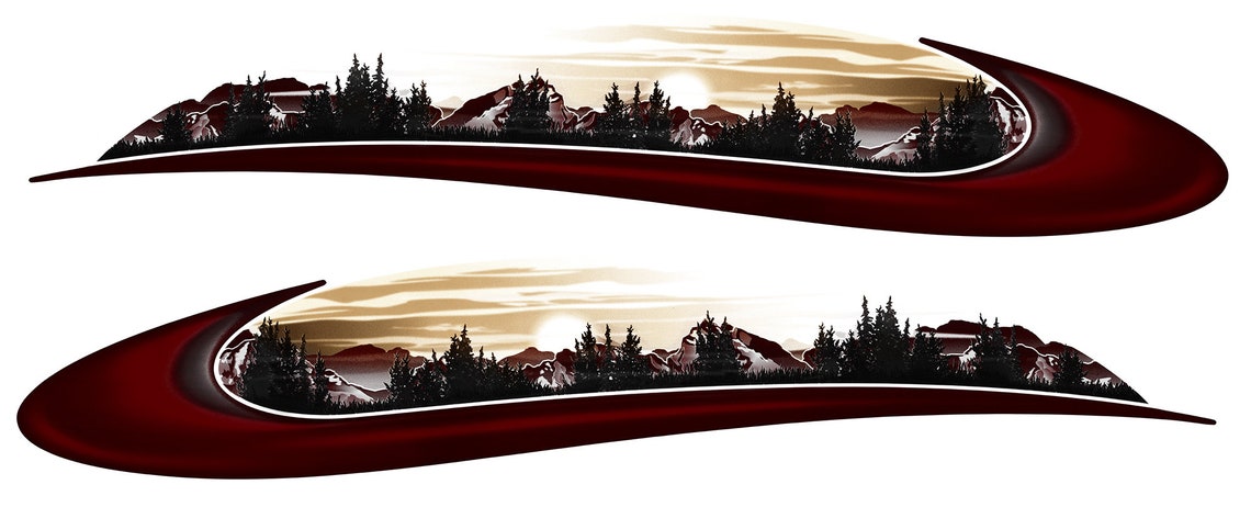 3M Mountain Range Scape #2 Vinyl Decal – RV Camper Motorhome Mural Graphic – Glossy, Multicolor - View #2