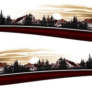 2 RV trailer camper MOUNTAIN SCENE graphic decal stripes -726-6