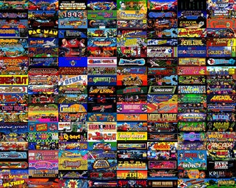 Paquete de 4 marquesinas Arcade 1up - Letreros retroiluminados para Arcade - 45 x 12,7 cm - Elige tus títulos