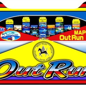 Outrun Arcade 1up Cabinet Riser Graphic Decal Sticker Only