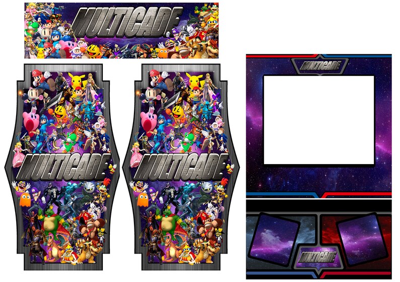 Set Arcade Multicade Cabinet Graphics Bezel Marquee Cpo Side Etsy