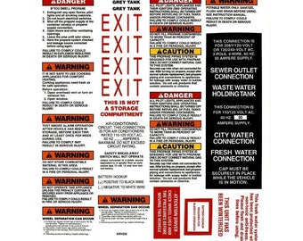 1 RV Trailer Camper Motor Home Caution Warning Decals Graphics- 938