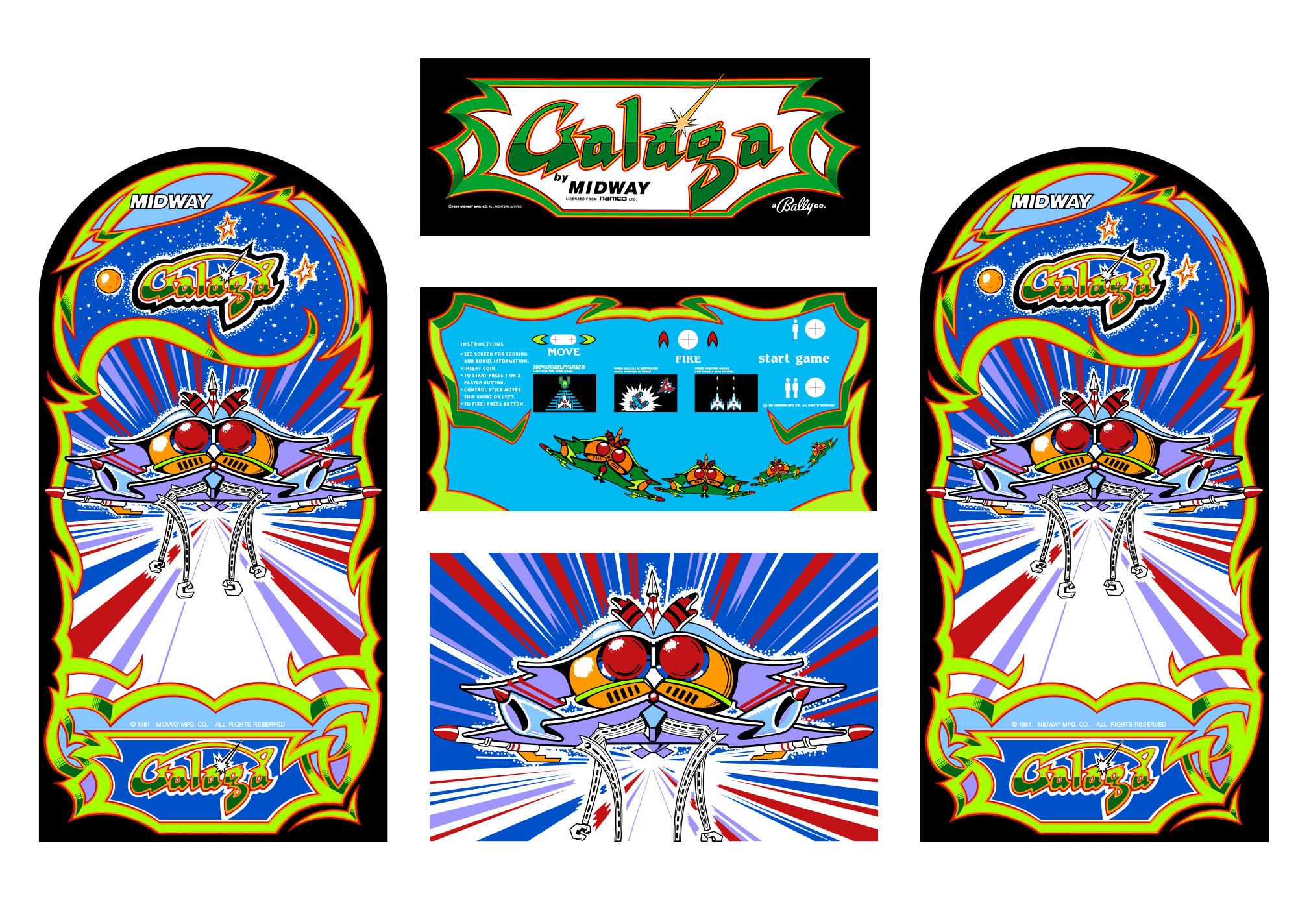 GALAGA Arcade Graphics for Reproduction Marquee CPO Etsy
