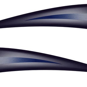 May include: Two black and blue curved graphic design elements. The elements are shaped like a wing or a blade.