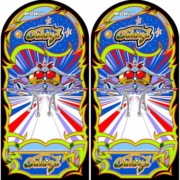 Galaga Side Art Arcade Cabinet Graphics Decals Stickers Set