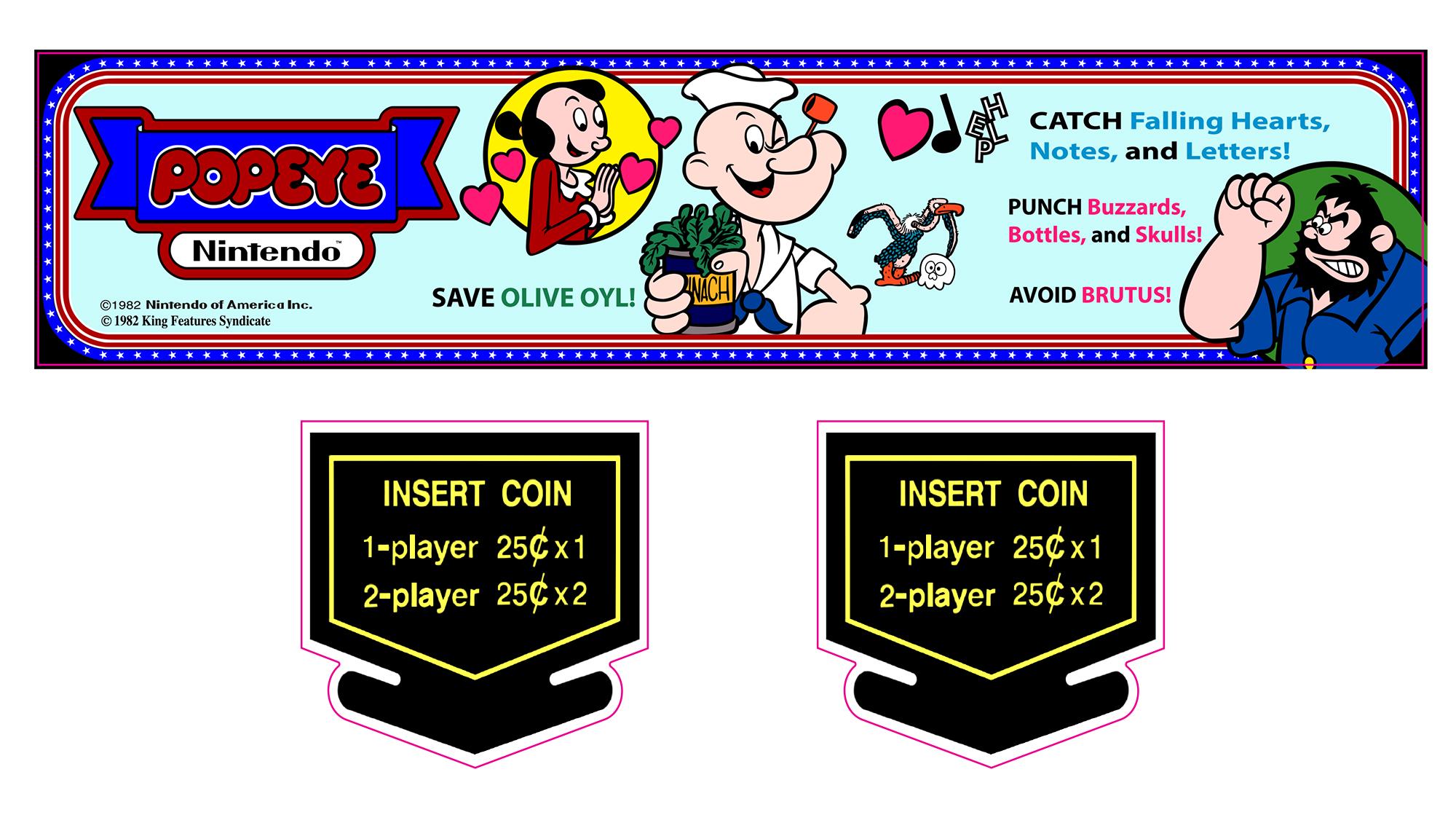 Popeye Arcade Instructions Card Insert Coin Stickers Decals - Etsy