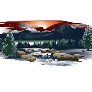 1 RV Trailer Motorcoach Mountain Scene Decal Graphic -930