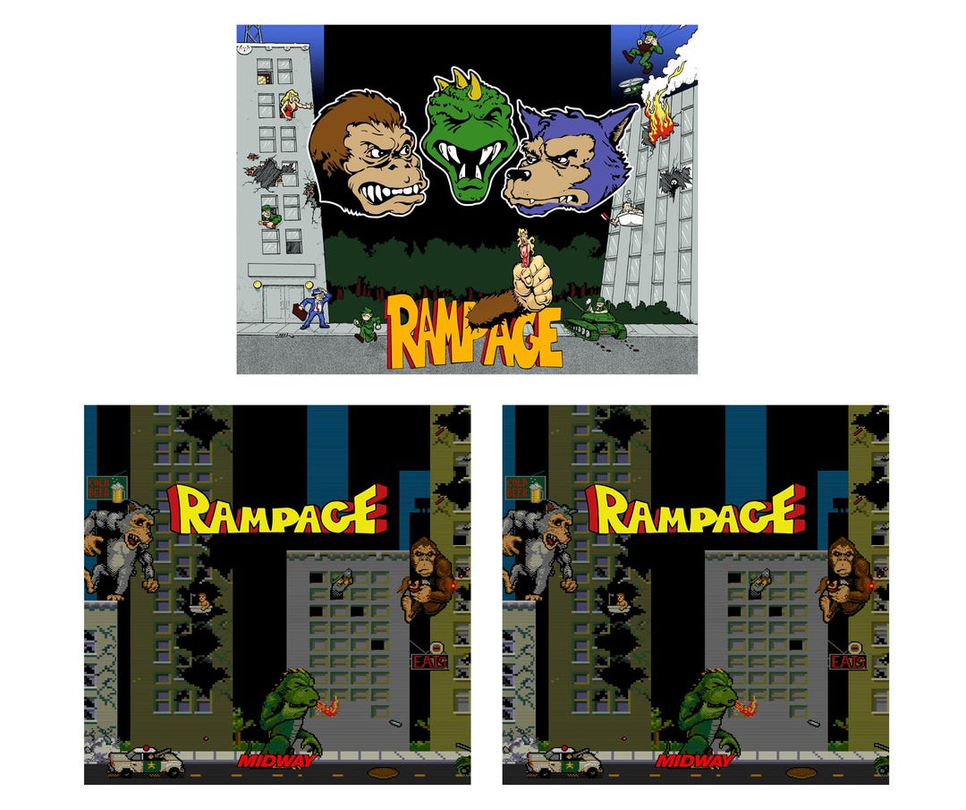 Rampage Arcade 1up Cabinet SE Riser Graphics Decals Stickers - Etsy