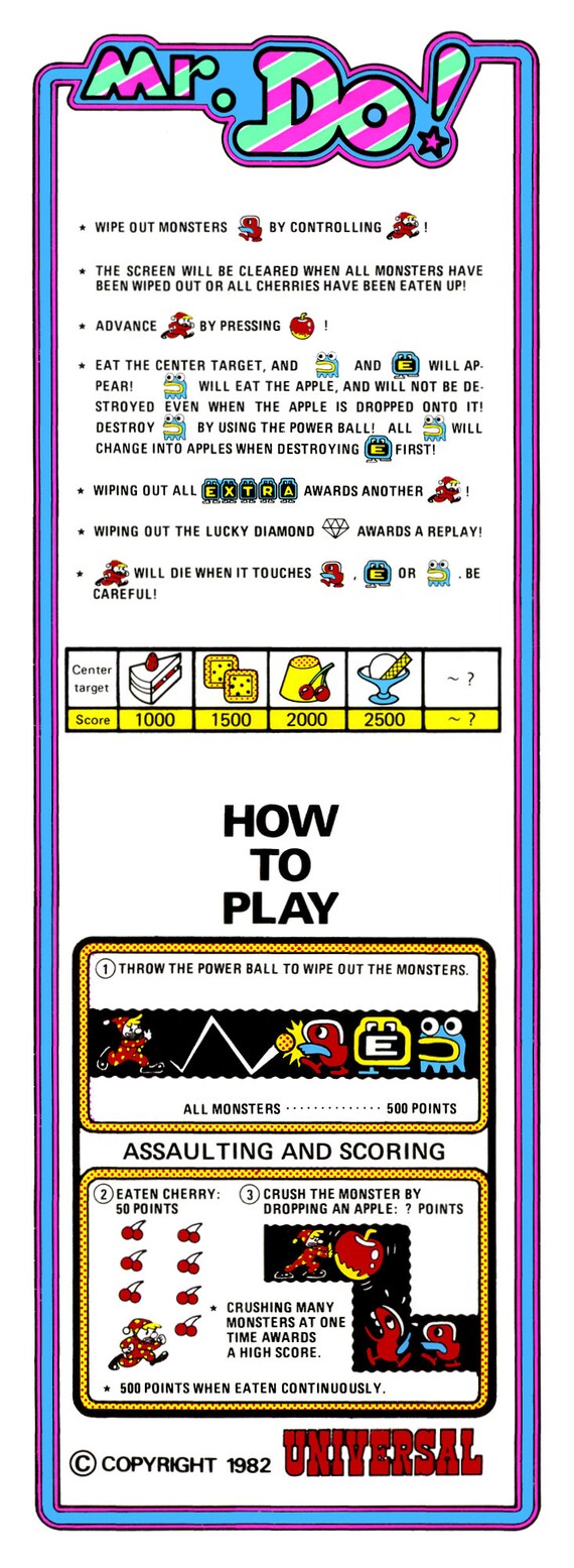 Mr Do's Arcade Instructions Card Sticker Decal - Etsy