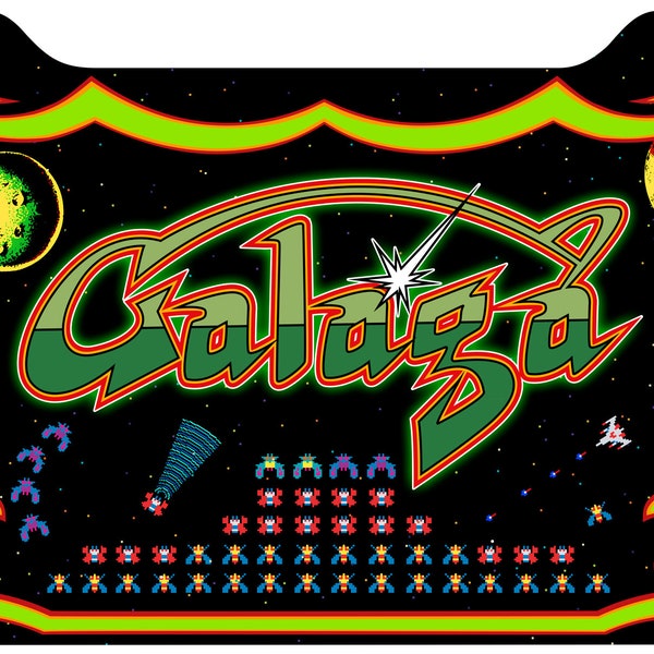 Galaga Arcade 1up Cabinet Riser Graphic Decal Sticker
