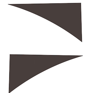 May include: Two dark gray curved triangles, one above the other.