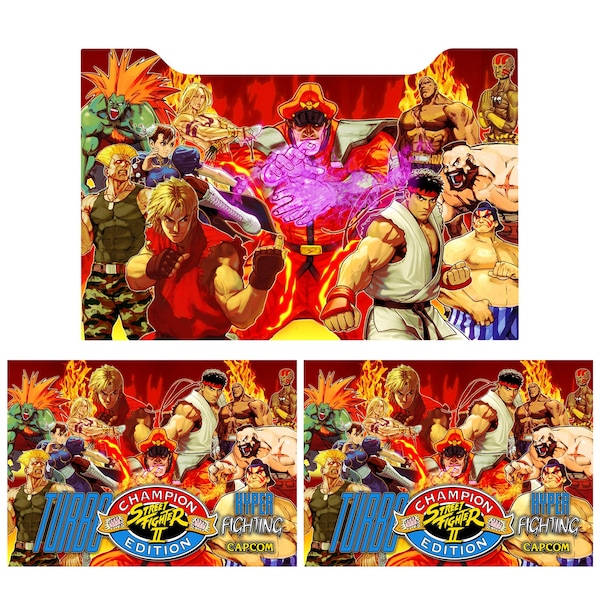 Street Fighter 2 turbo 35th Arcade 1up Cabinet Riser Graphics Decals Stickers