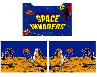 Calcomanías gráficas frontales y laterales para gabinete Arcade 1up de Space Invaders
