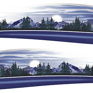 2 RV trailer camper MOUNTAIN SCENE graphic decal stripes -726
