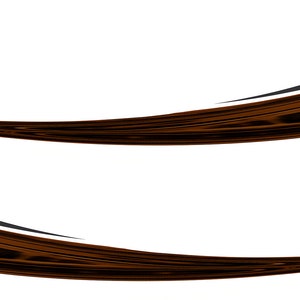 May include: Two brown and black curved lines with a wood grain pattern. The lines are on a white background.