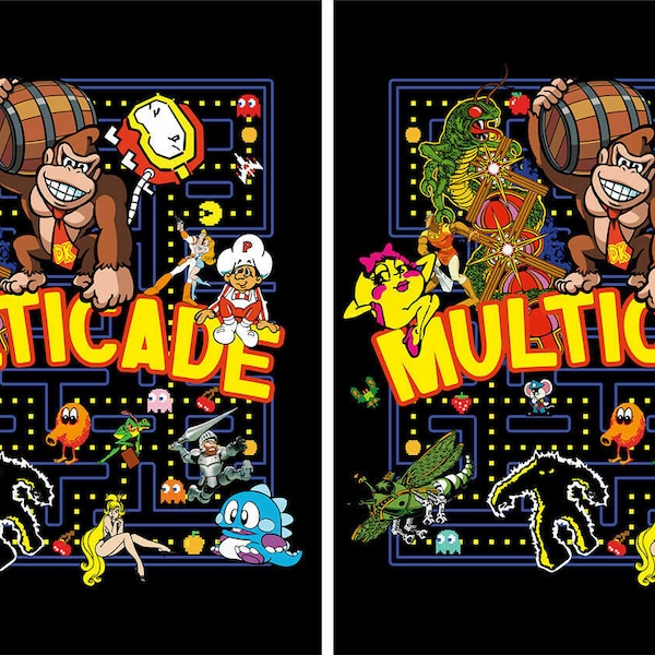 Mame Multicade Classics Side Art Arcade Cabinet Graphics Decals Stickers Set