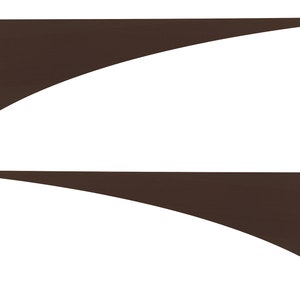 May include: Two dark brown, curved shelf brackets. Each bracket has a rectangular top and a curved, downward-sloping support. The brackets are designed to be mounted on a wall to support a shelf. The brackets are made of wood or a wood-like material.