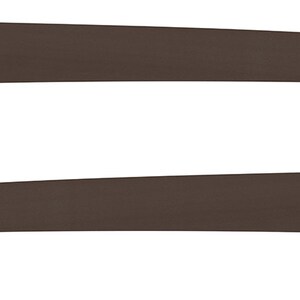 May include: Two dark brown eyebrow stencils are displayed against a white background. The stencils are curved and pointed, designed to shape eyebrows. The stencils are made of a flexible material and are symmetrical in shape.
