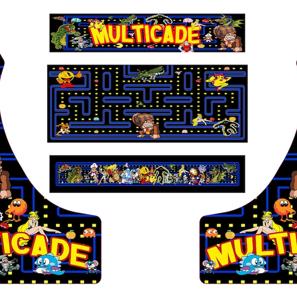 Multicade Bartop Arcade Side Art Arcade Cabinet Graphics Marquee Cpo Button Panel