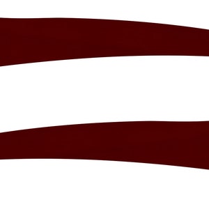 May include: Two maroon-colored vinyl decals in the shape of a curved arrow. The decals are designed to be applied to a vehicle.