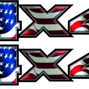 Pair 4x4 American Flag Chevy Dodge Ford Bed Decals Stickers Truck-T-41-2
