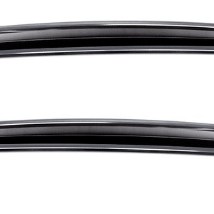 May include: Two curved, black, metallic objects with a glossy finish are positioned horizontally against a white background. The objects are slightly curved, resembling a crescent shape, and taper to a point at each end.